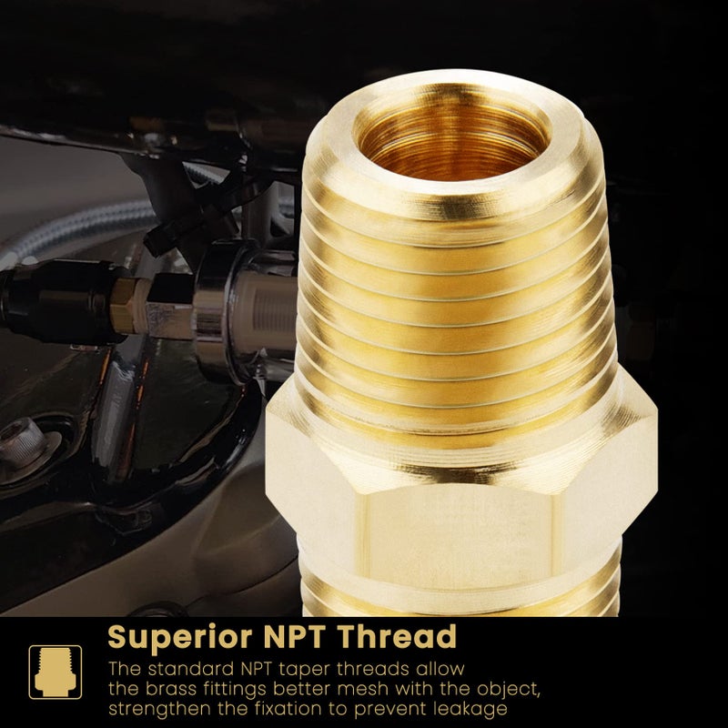 KOOTANS 1/8 NPT x 1/8 NPT Male Solid Brass Hex Nipples, Heavy Brass Pipe Adapter Fittings Equal Nipples Connectors 4Pieces - Image 3